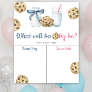 Melk & Cookies Geslacht onthullen Jongen of Meisje Poster