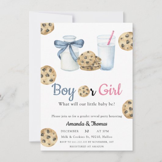 Melk & Cookies Geslacht onthullen Kaart (Voorkant)