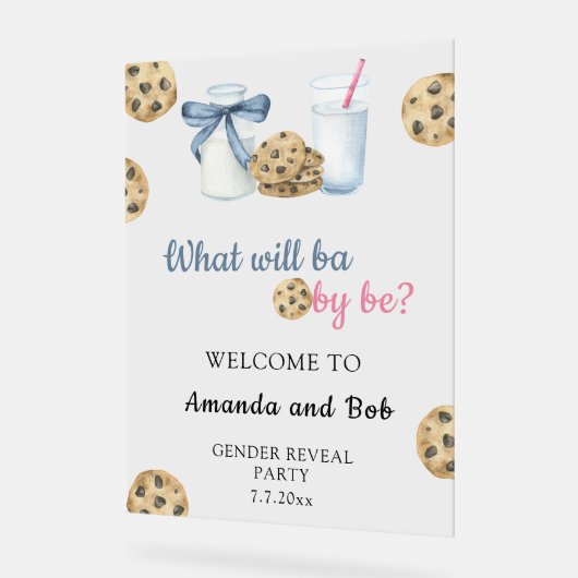 Melk & Cookies Geslacht onthullen Welkom Acryl Bord (Hoek)