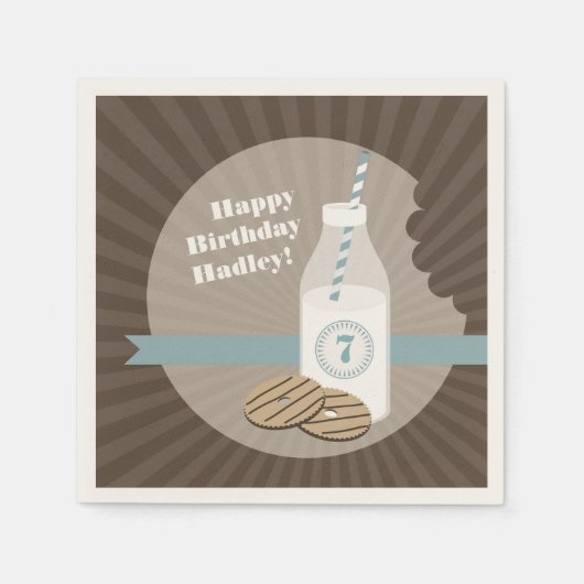 Melk + Cookies Verjaardag - Blauw Servet (Voorkant)