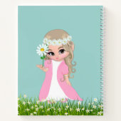 Melk en bloemen op lichtblauw notitieboek (Achterkant)