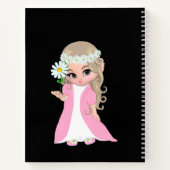 Melk en bloemen op zwart notitieboek (Achterkant)