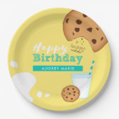 Melk en chocolade Chip Cookies Happy Birthday Papieren Bordje (Voorkant)