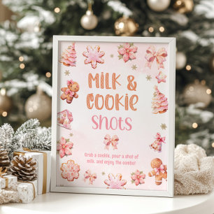 Melk en Cookie Roze Kerstfeest Poster