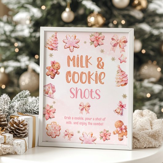 Melk en Cookie Roze Kerstfeest Poster