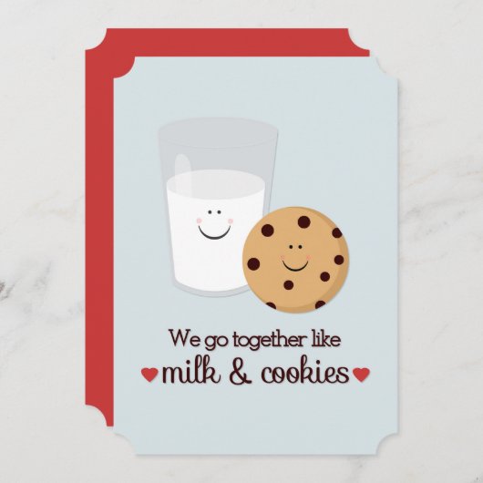 Melk en Cookie Valentijnsdag Platte Kaart (Voorkant / Achterkant)