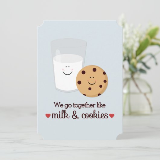 Melk en Cookie Valentijnsdag Platte Kaart (Staand voorkant)