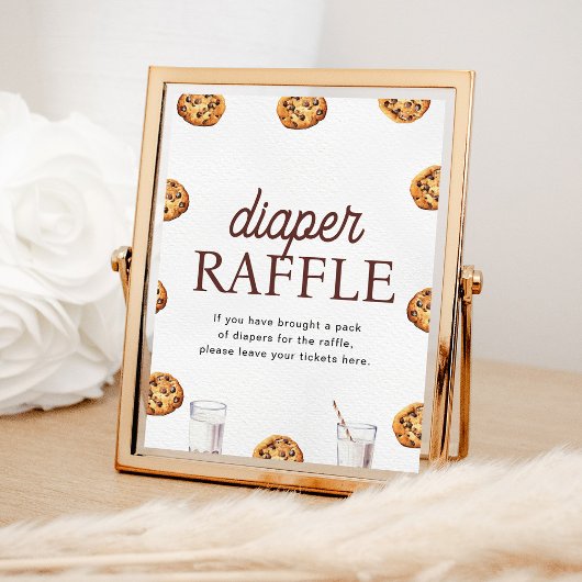 Melk en Cookies Baby shower Luier Raffle Game Poster