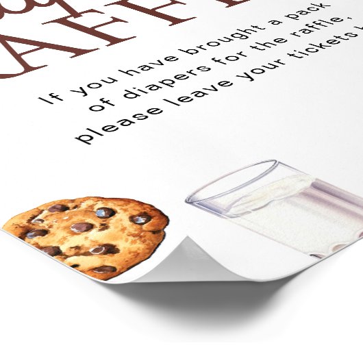 Melk en Cookies Baby shower Luier Raffle Game Poster (Hoek)