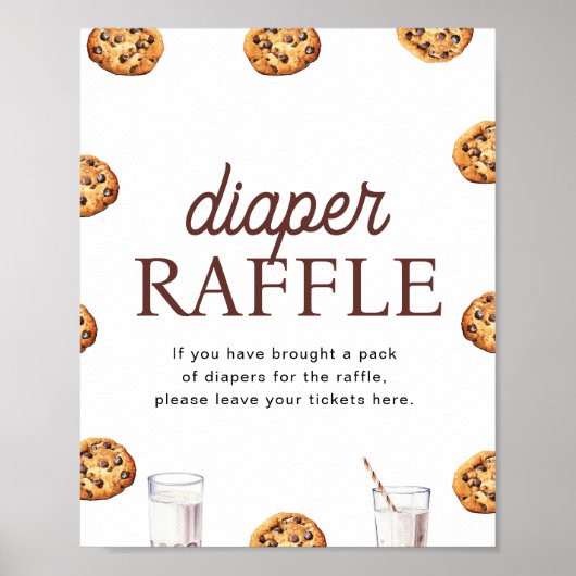 Melk en Cookies Baby shower Luier Raffle Game Poster (Voorkant)