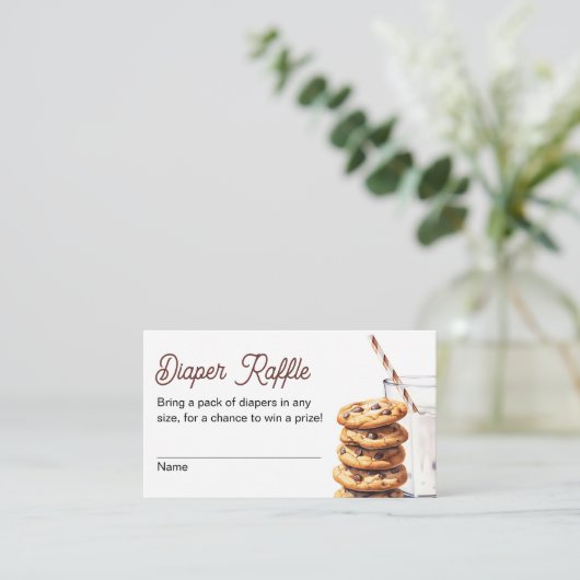 Melk en Cookies Baby shower Luier Raffle Ticket Informatiekaartje (Staand voorkant)