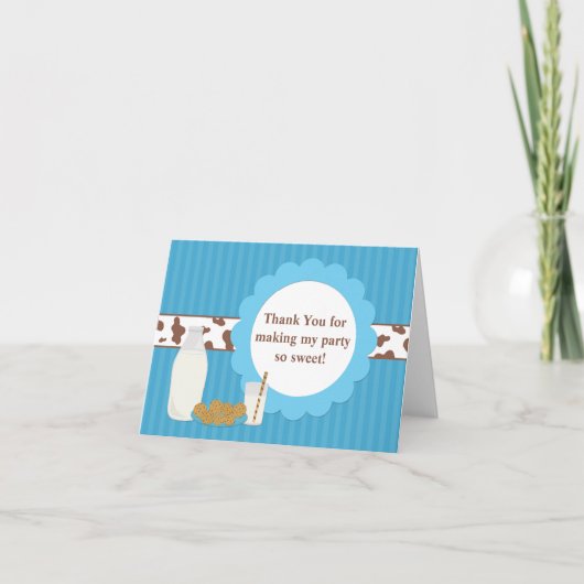 Melk en Cookies Birthday Party Dank u Bedankkaart (Voorkant)