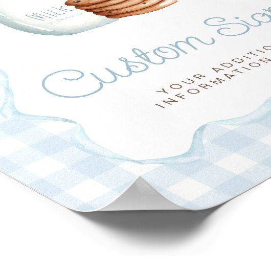 Melk en Cookies Blauw Baby shower Tafelborden Poster (Hoek)