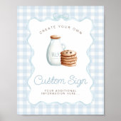 Melk en Cookies Blauw Baby shower Tafelborden Poster (Voorkant)