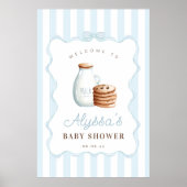 Melk en Cookies Blauw Baby shower Welkomstbord Poster (Voorkant)