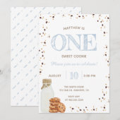 Melk en Cookies Eerste Verjaardagsfeestje Uitnodig Kaart (Voorkant / Achterkant)