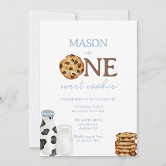 Melk en Cookies Eerste Verjaardagsfeestje Uitnodig Kaart