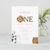 Melk en Cookies Eerste Verjaardagsfeestje Uitnodig Kaart (Staand voorkant)