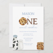 Melk en Cookies Eerste Verjaardagsfeestje Uitnodig Kaart (Voorkant)