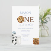 Melk en Cookies Eerste Verjaardagsfeestje Uitnodig Kaart (Staand voorkant)