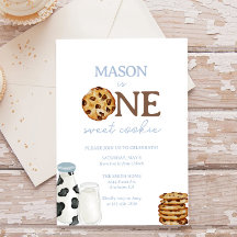 Melk en Cookies Eerste Verjaardagsfeestje Uitnodig