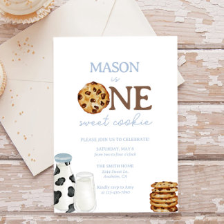 Melk en Cookies Eerste Verjaardagsfeestje Uitnodig Kaart