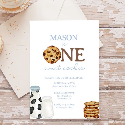 Melk en Cookies Eerste Verjaardagsfeestje Uitnodig Kaart