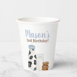 Melk en Cookies koe print Blue Verjaardagsfeest Papieren Bekers