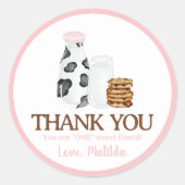 Melk en Cookies koe print Verjaardagsfeestgunst Ronde Sticker (Voorkant)