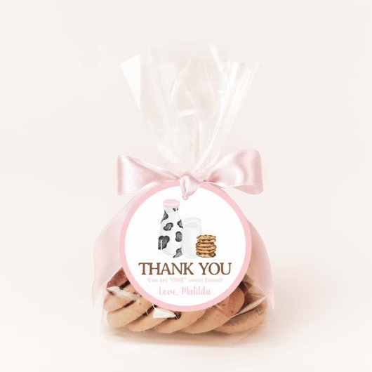 Melk en Cookies koe print Verjaardagsfeestgunst Ronde Sticker