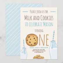 Melk en Cookies Party uitnodiging Jongen Verjaarda
