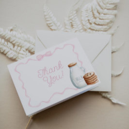 Melk en Cookies Roze Baby shower Bedankkaart