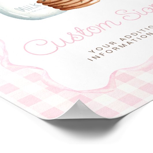 Melk en Cookies Roze Baby shower Tafelborden Poster (Hoek)