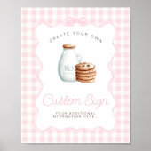 Melk en Cookies Roze Baby shower Tafelborden Poster (Voorkant)