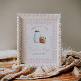 Melk en Cookies Roze Baby shower Tafelborden Poster