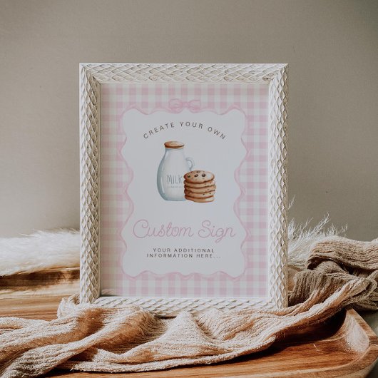 Melk en Cookies Roze Baby shower Tafelborden Poster