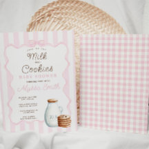 Melk en Cookies Roze Baby shower Uitnodiging