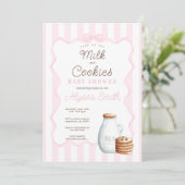 Melk en Cookies Roze Baby shower Uitnodiging (Staand voorkant)