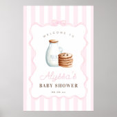 Melk en Cookies Roze Baby shower Welkomstbord Poster