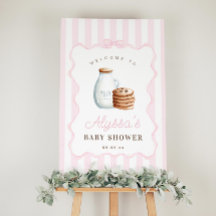 Melk en Cookies Roze Baby shower Welkomstbord