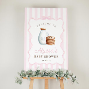 Melk en Cookies Roze Baby shower Welkomstbord Poster