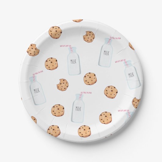 Melk en Cookies Roze Verjaardag Papieren Bordje (Voorkant)