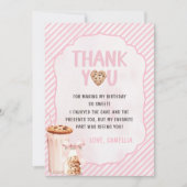 Melk en Cookies Roze Verjaardagsfeest Bedankkaart (Voorkant)