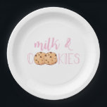 Melk en Cookies Roze Verjaardagsfeest Papieren Bordje<br><div class="desc">roze melk en koekjes verjaardagsfeestje servetten.</div>