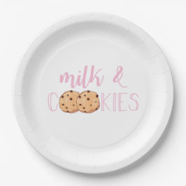 Melk en Cookies Roze Verjaardagsfeest Papieren Bordje