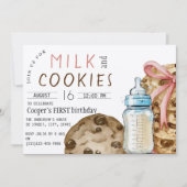 Melk en Cookies Verjaardagsfeestuitnodiging Kaart (Voorkant)