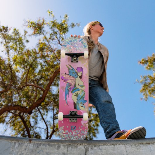 Melk en draak op roze dd-merk persoonlijk skateboard (Buiten 1)