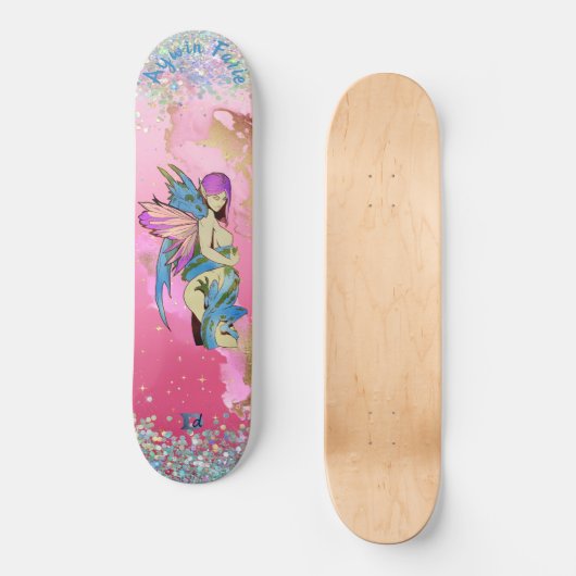 Melk en draak op roze dd-merk persoonlijk skateboard (Voorkant)