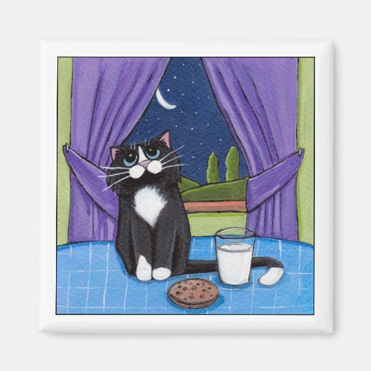 Melk en een Koekje - Kattenmagneet Magneet (Voorkant)