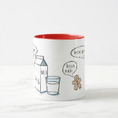 Melk en gember witte Mok met rode binnenkant/handv (Midden)